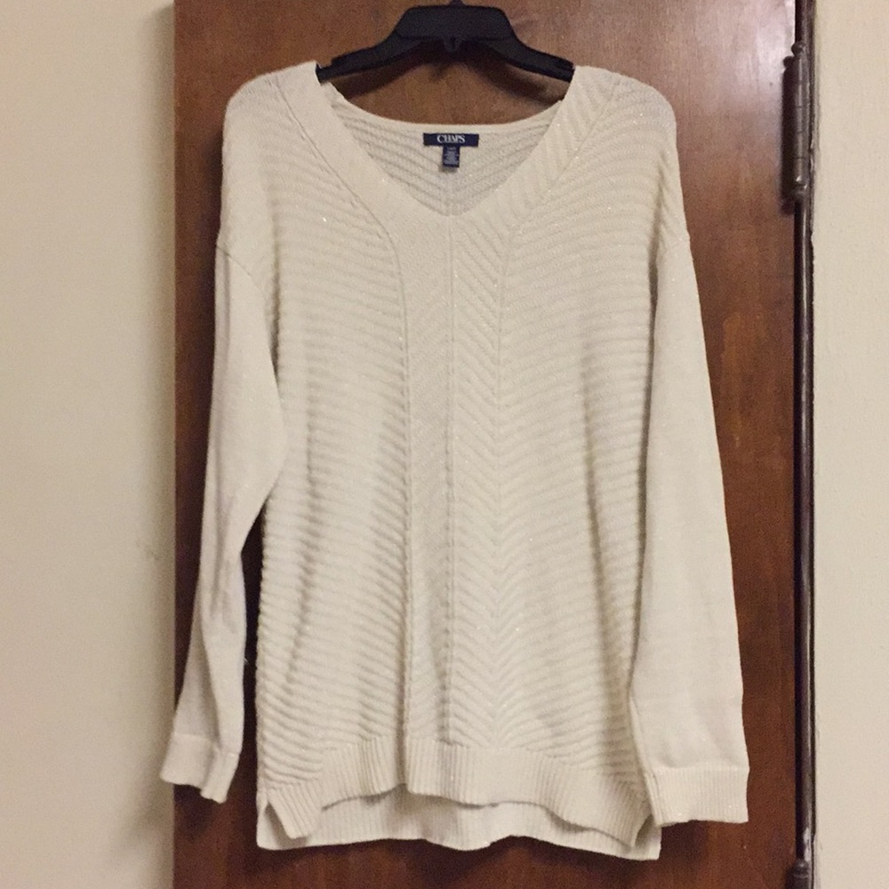 Chaps White Chevron Sweater